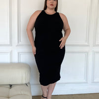 Plus Size High Neck Bodycon Dress Plus Size Dresses Black 1XL -2020AVE