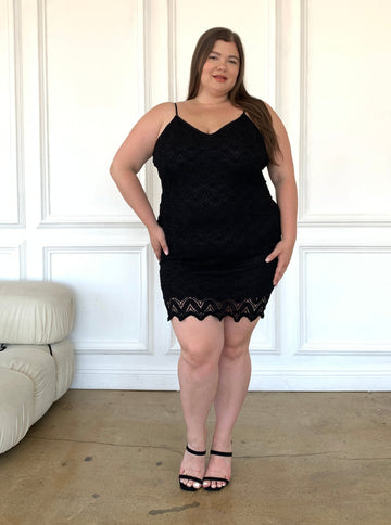 Plus Size Lace Bodycon Dress Plus Size Dresses Black 1XL -2020AVE