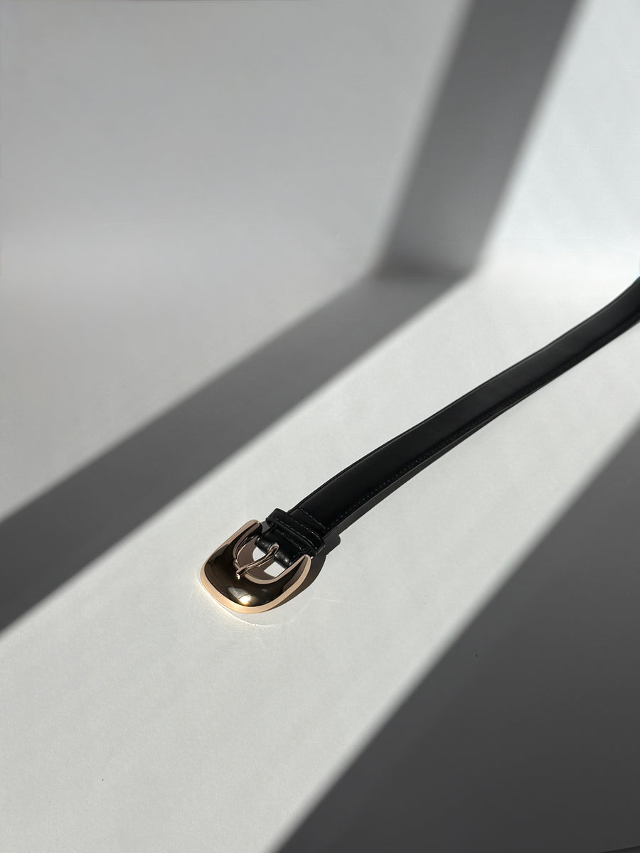 Plus Size Luxe Gold Buckle Belt Black