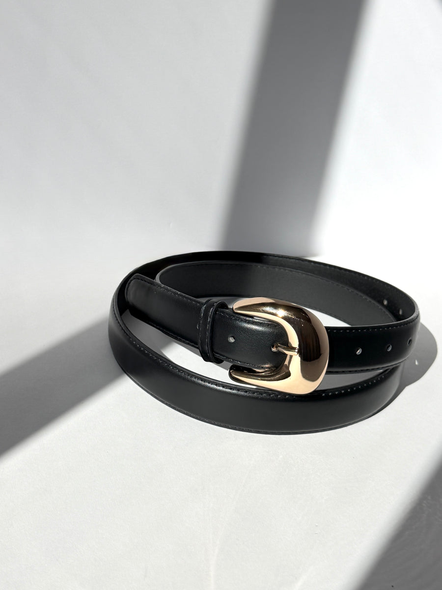 Plus Size Luxe Gold Buckle Belt Black