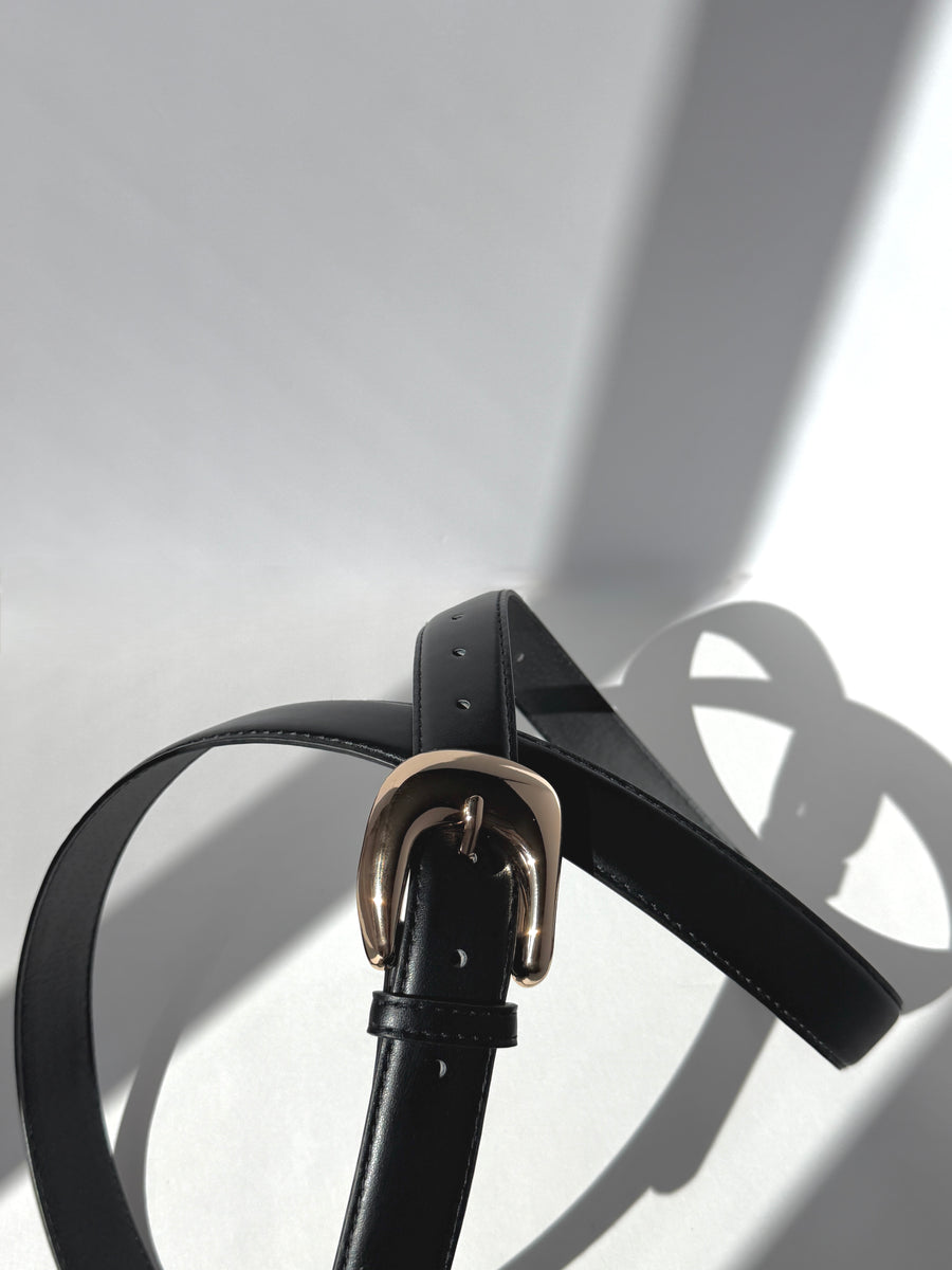 Plus Size Luxe Gold Buckle Belt Black