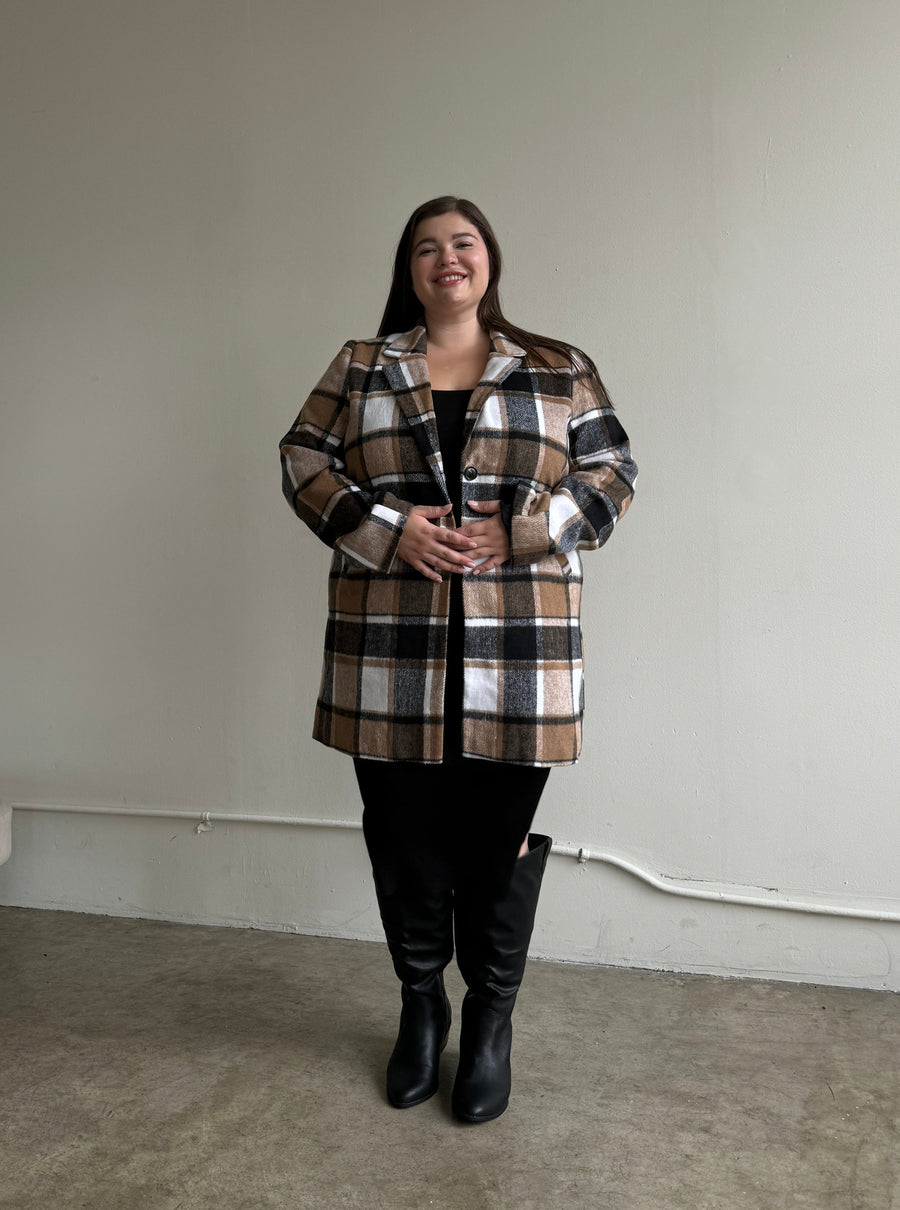 Plus Size Relaxed Fit Plaid Coat Plus Size Outerwear -2020AVE