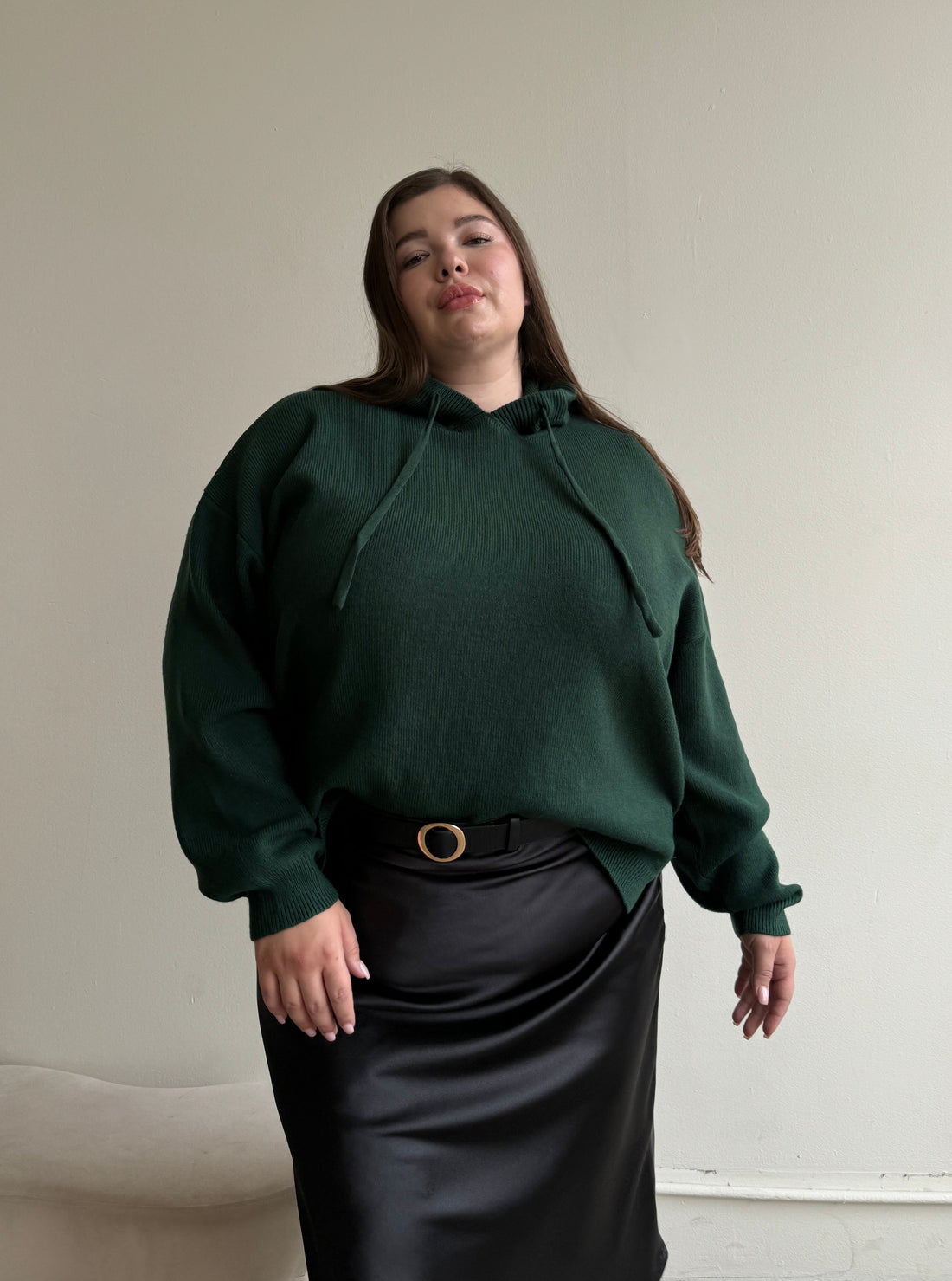 Plus Size Ribbed Hoodie Sweatshirt Plus Size Tops Green 1XL -2020AVE