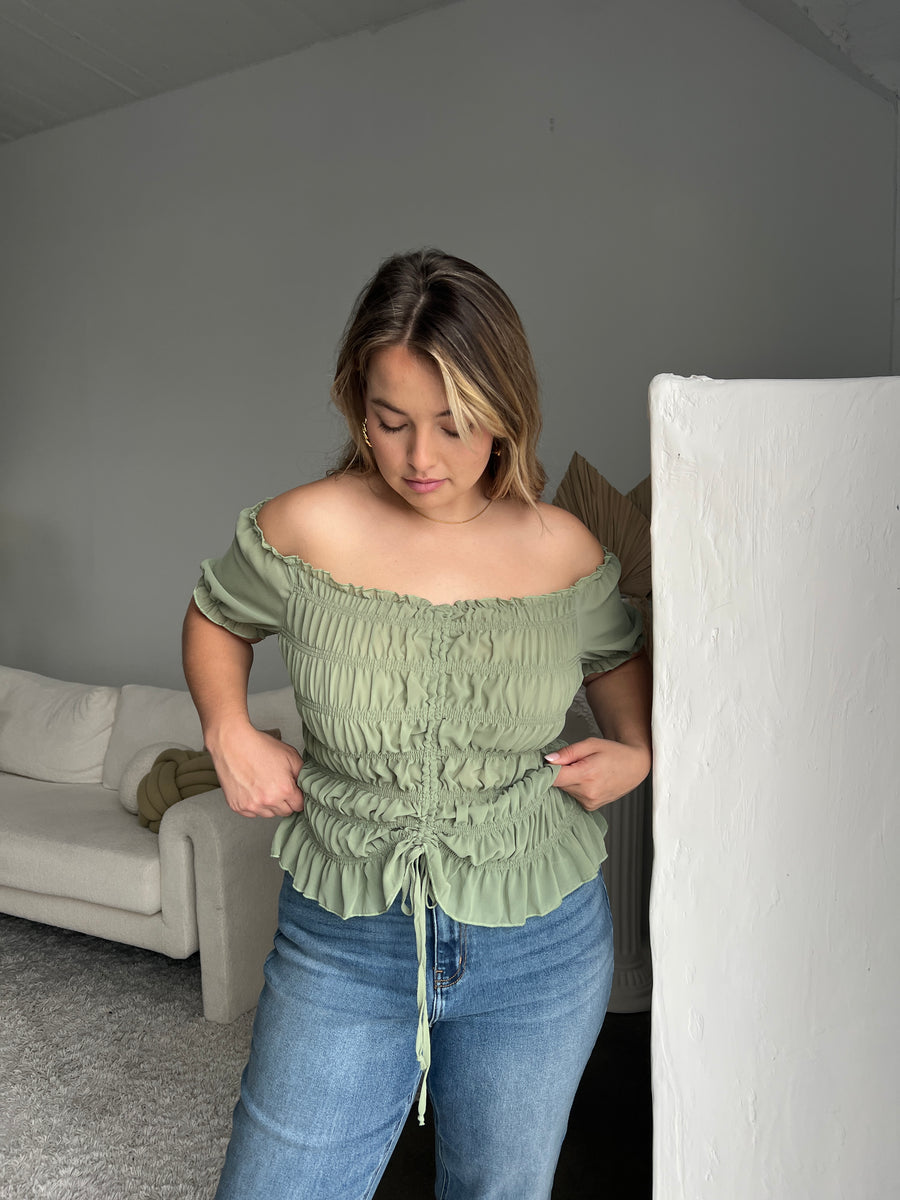 Plus Size Smocked Mesh Sleeve Top Plus Size Tops -2020AVE