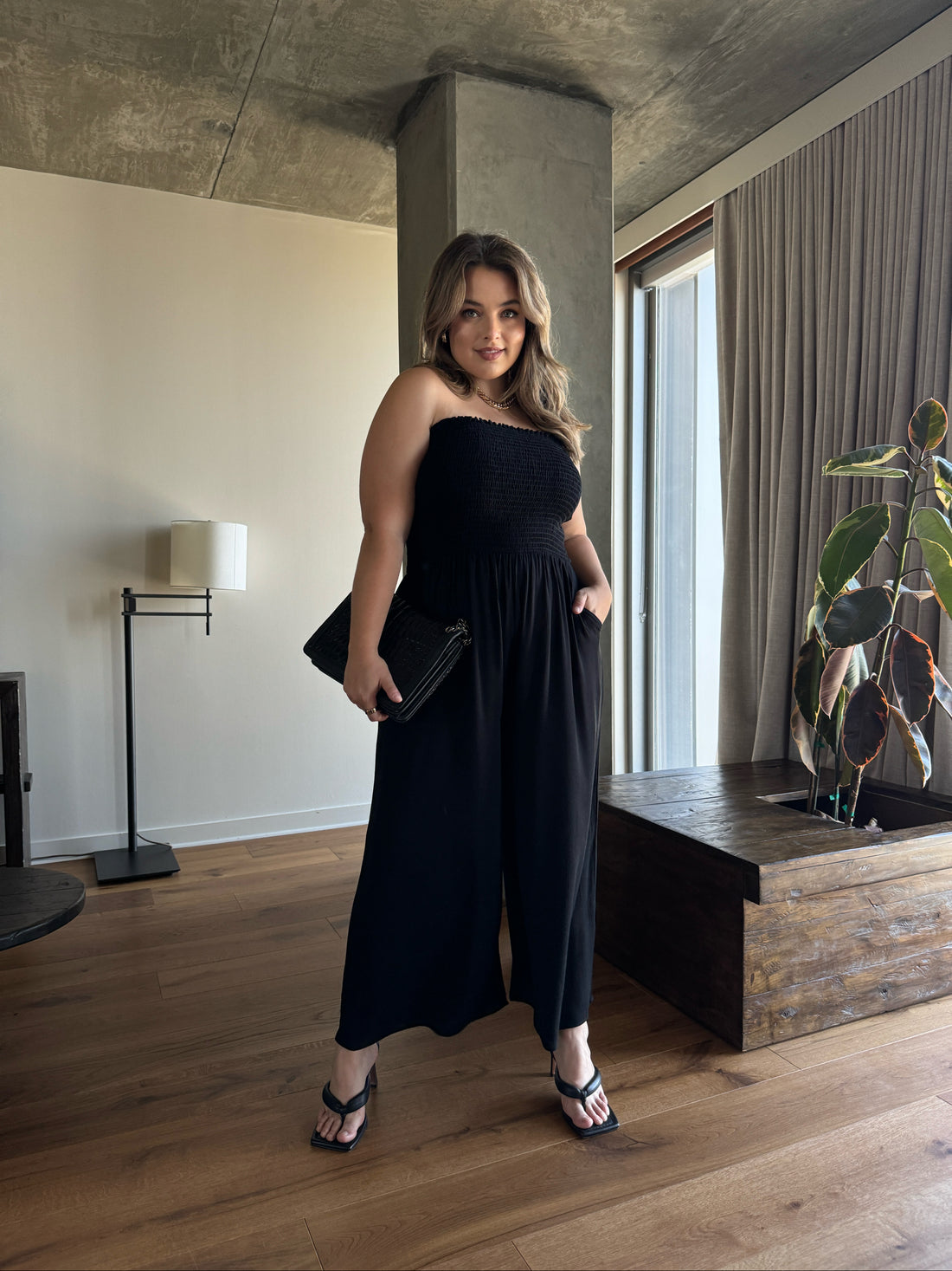 Plus Size Smocked Top Flowy Jumpsuit 2020AVE Plus Size Smocked Top Flowy Jumpsuit 2020AVE