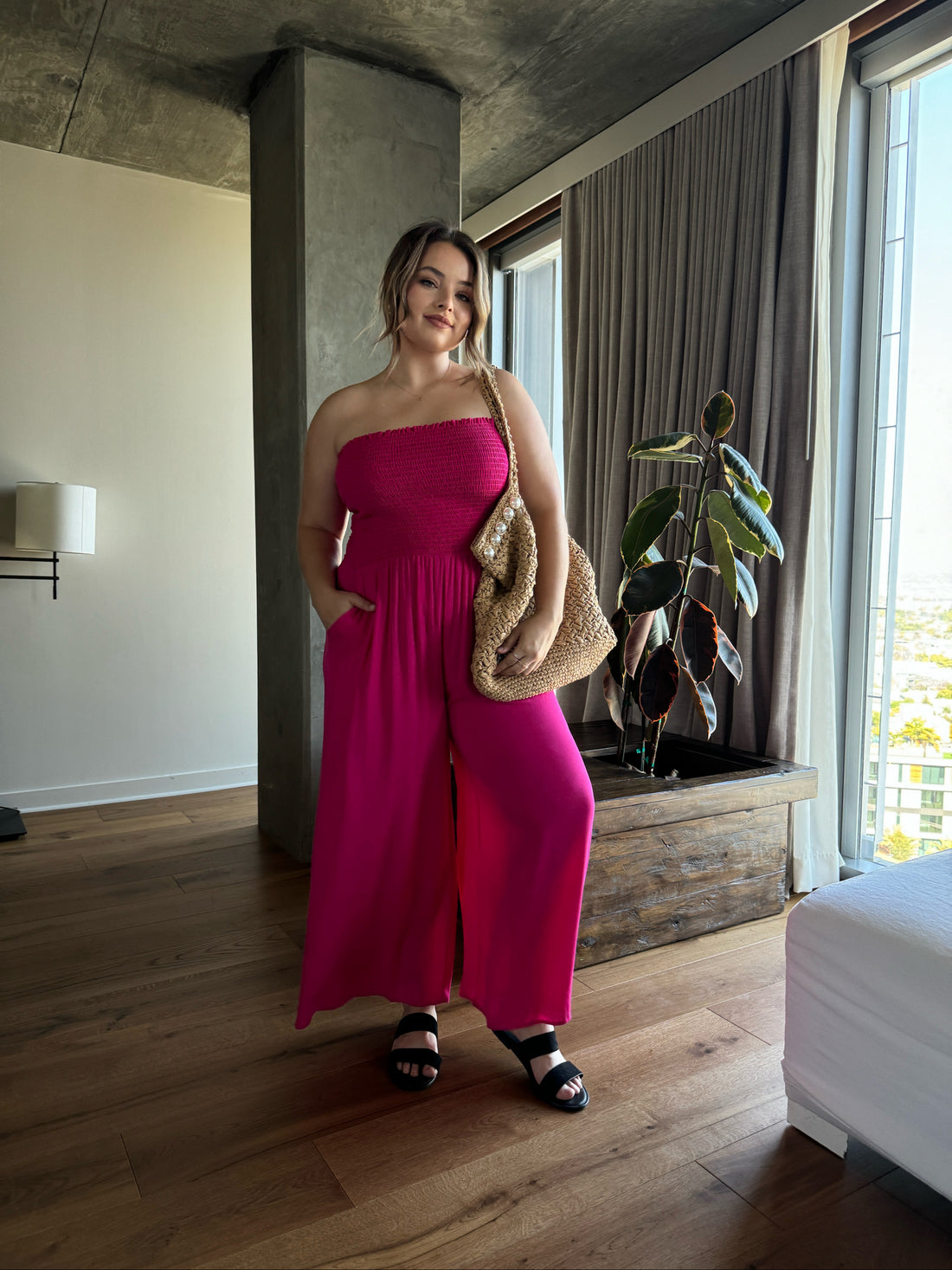 Plus Size Smocked Top Flowy Jumpsuit 2020AVE Plus Size Smocked Top Flowy Jumpsuit 2020AVE