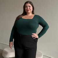 Plus Size Square Neck Long Sleeve Top Plus Size Tops -2020AVE