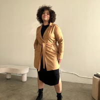 Plus Size Suede Trench Coat Plus Size Outerwear -2020AVE