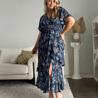 Plus Size Surpliced Floral Midi Dress Plus Size Dresses -2020AVE