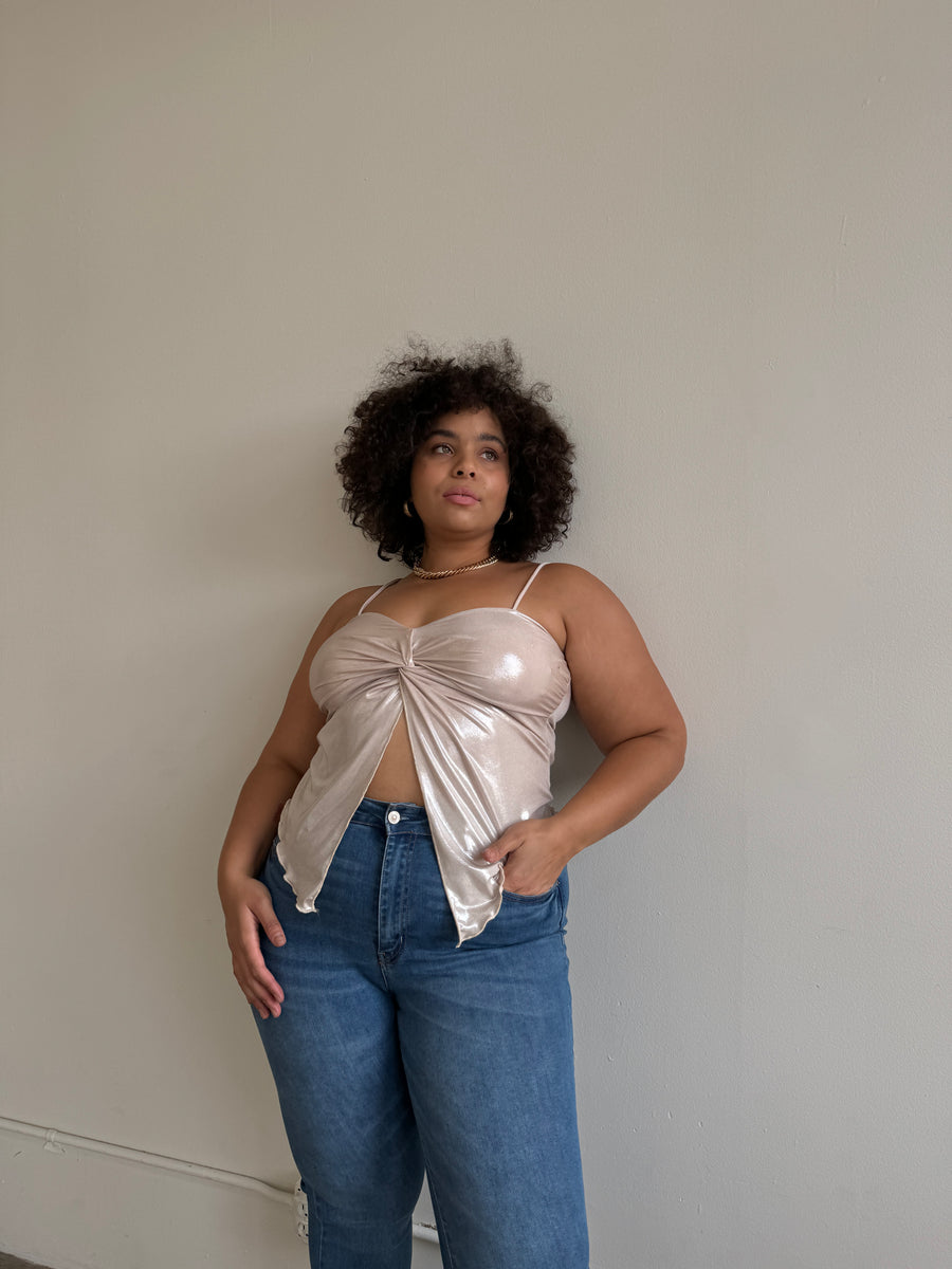 Plus Size Twist Detail Glittery Camisole Plus Size Tops -2020AVE