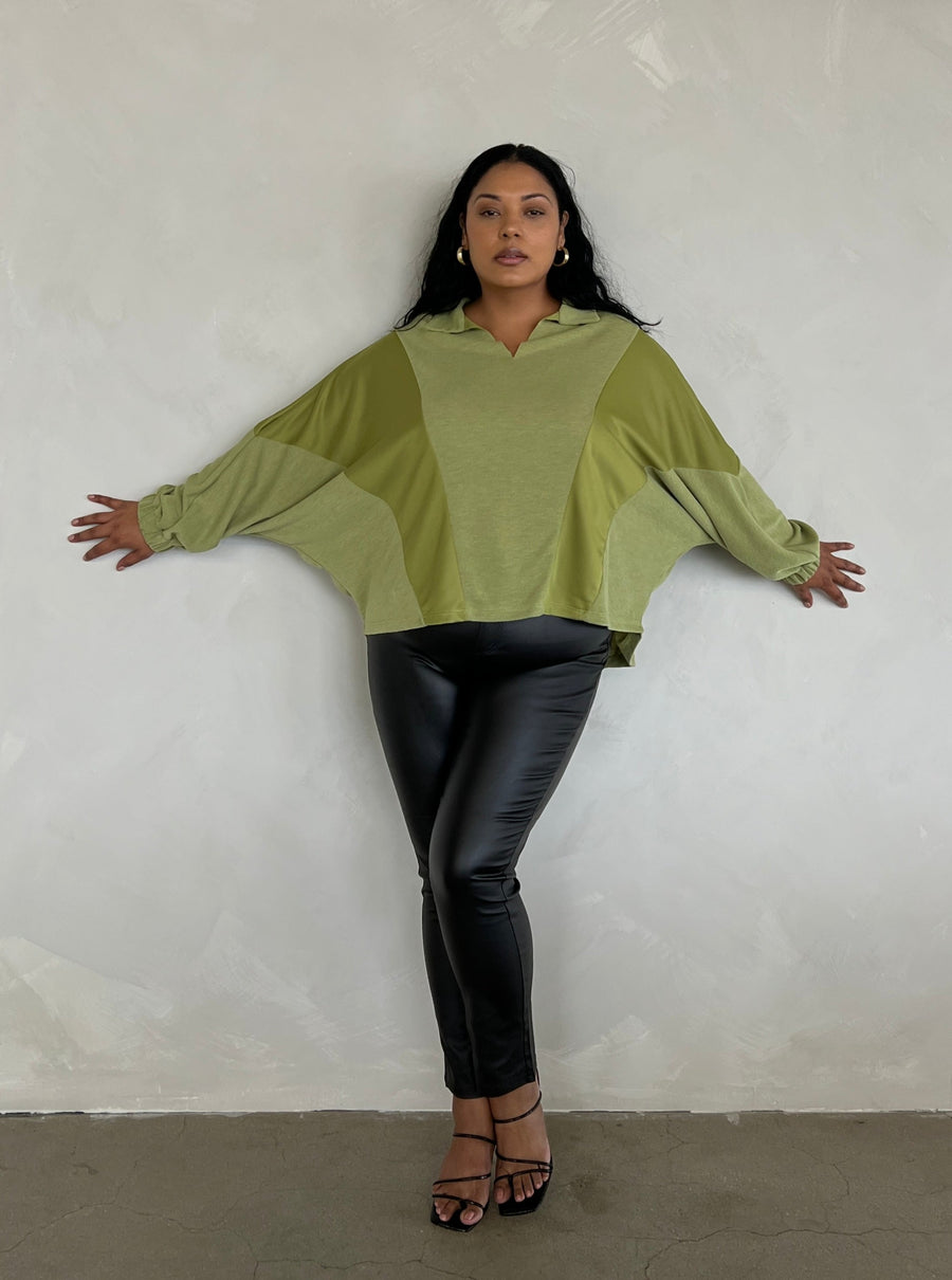 Plus Size Two Tone Long Sleeve Top Plus Size Outerwear -2020AVE