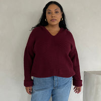 Plus Size V-Neck Hooded Sweater Plus Size Outerwear Red 1XL -2020AVE