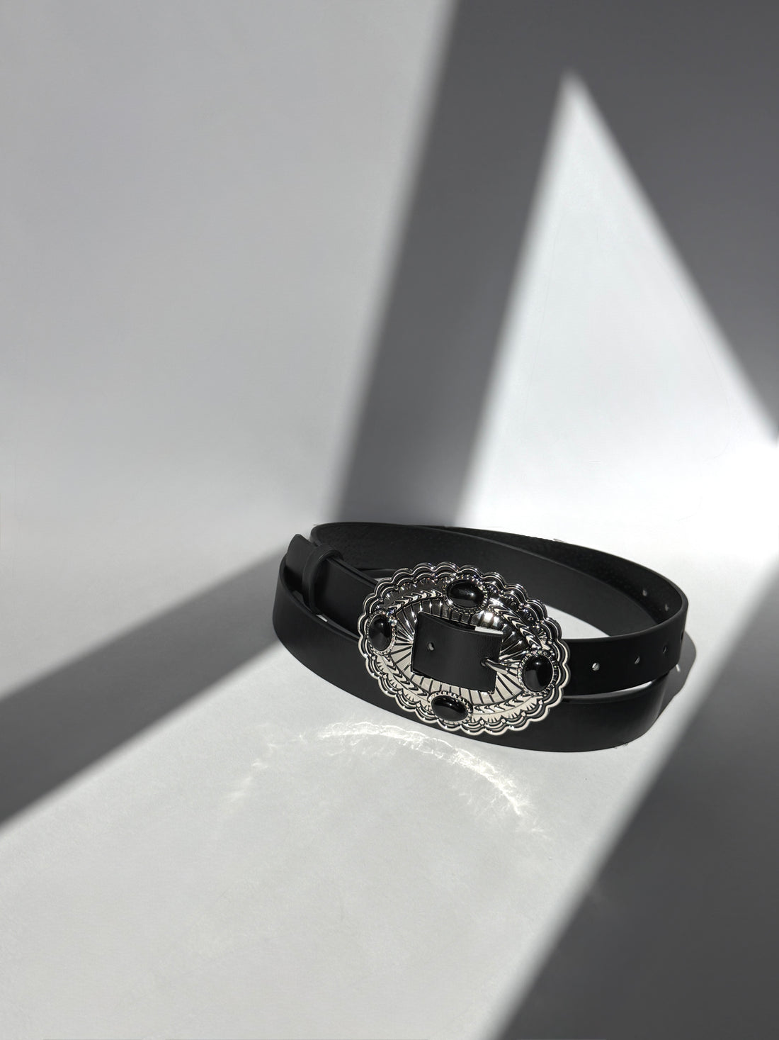 Plus Size Western Oval Buckle Belt Black 2