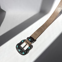 Plus Size Western Turquoise Buckle Belt Taupe