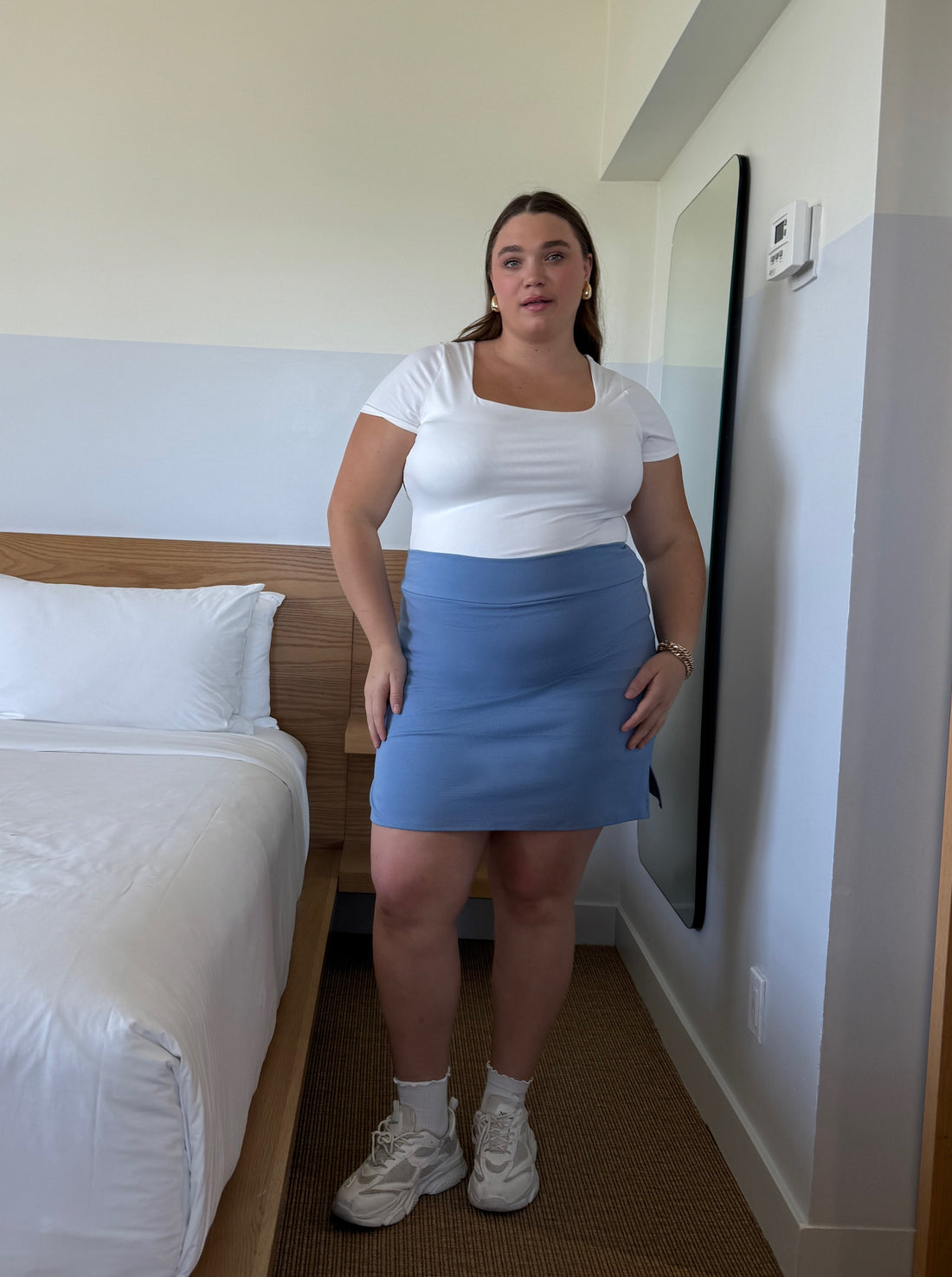 Plus Size Tennis Mini Skirt Light Blue