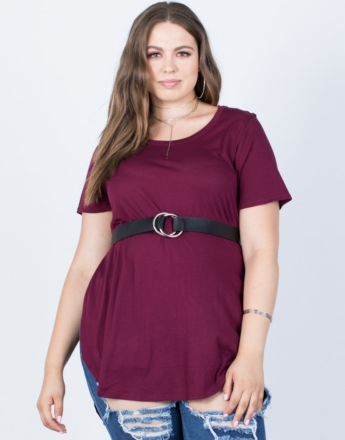 Plus Size Jamie Slit Tee Burgundy