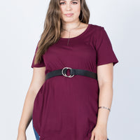 Plus Size Jamie Slit Tee Burgundy