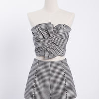 Gingham High Waisted Shorts Bottoms -2020AVE