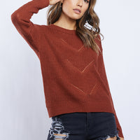 Hold Me Tight Knit Sweater Tops Brick Small -2020AVE