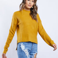 All In Mock Neck Sweater Tops Mustard Small -2020AVE