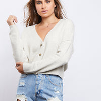 Maddie Fuzzy Cropped Cardigan Outerwear Oatmeal Small -2020AVE
