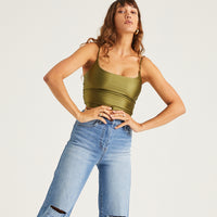 Afterglow Bodycon Cropped Camisole Tops Olive Small -2020AVE