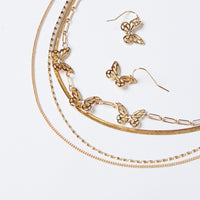 Alexandra Layered Necklace and Earrings Set Jewelry Gold One Size -2020AVE