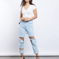 Alicia Ripped Jeans Bottoms Light Blue 0 -2020AVE