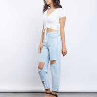 Alicia Ripped Jeans Bottoms -2020AVE