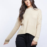 All In Mock Neck Sweater Tops Sand Small -2020AVE