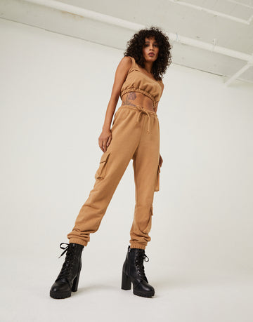 Cargo Joggers and Crop Top Matching Set Matching Sets -2020AVE