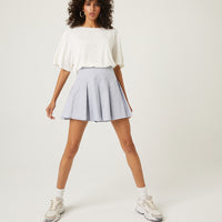 Basic Pleated Mini Skirt Bottoms Blue XS -2020AVE