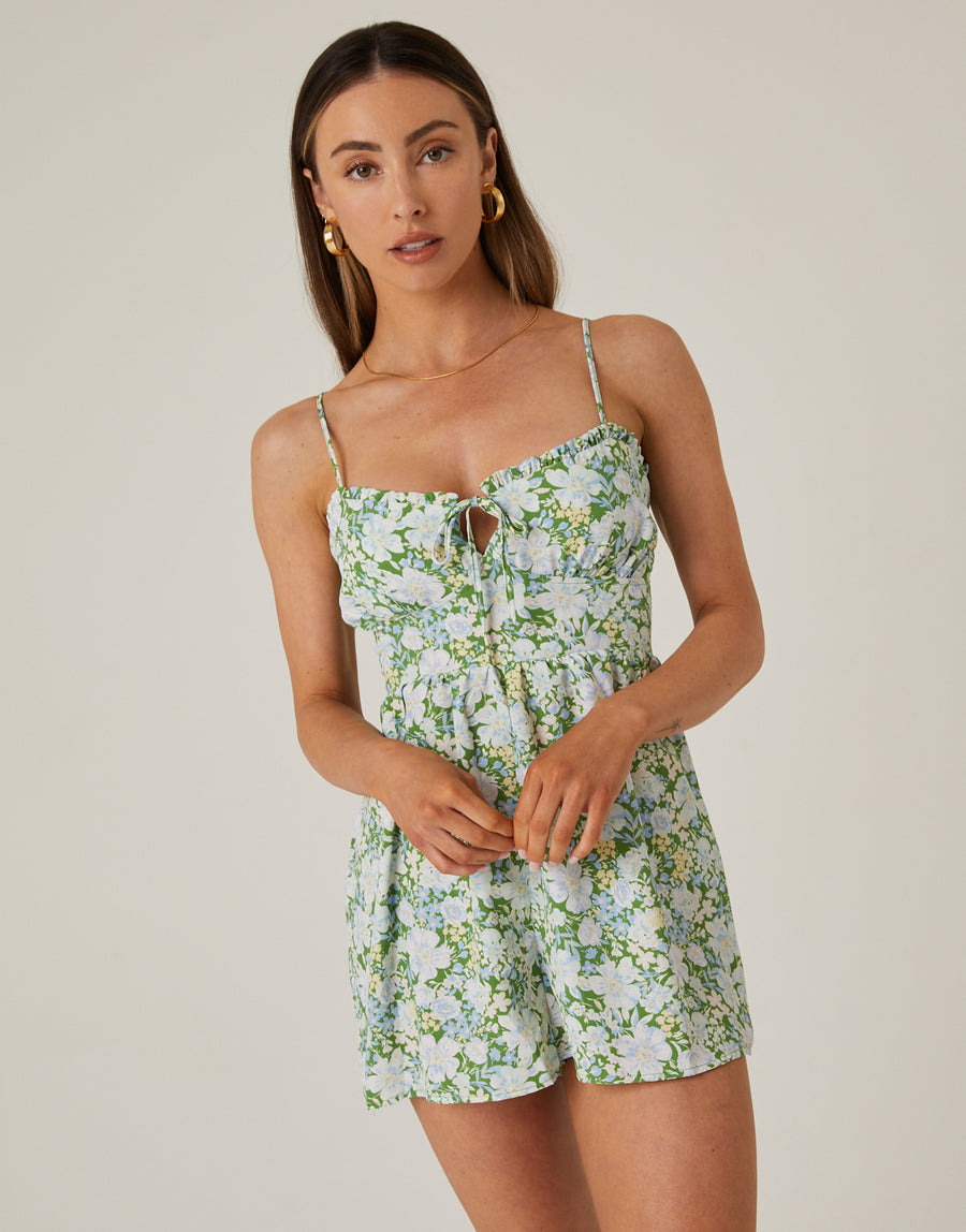 Blooming Spaghetti Strap Romper Rompers + Jumpsuits Green Small -2020AVE