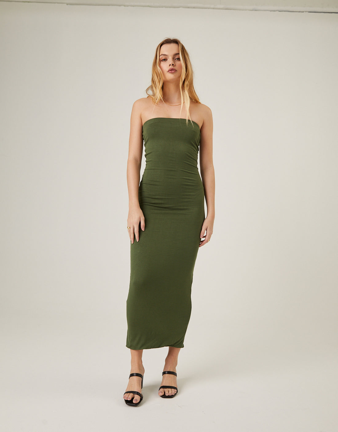 Bodycon Midi Tube Dress Dresses Olive Small -2020AVE