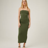 Bodycon Midi Tube Dress Dresses Olive Small -2020AVE