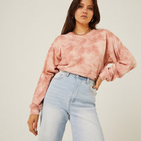 Brushed Knit Tie Dye Top Tops Pink Small -2020AVE