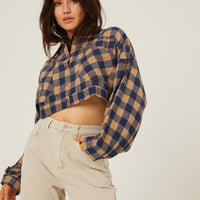 Buffalo Plaid Cropped Flannel Top Tops -2020AVE