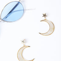 Celestial Iridescent Moon Earrings Jewelry Gold One Size -2020AVE