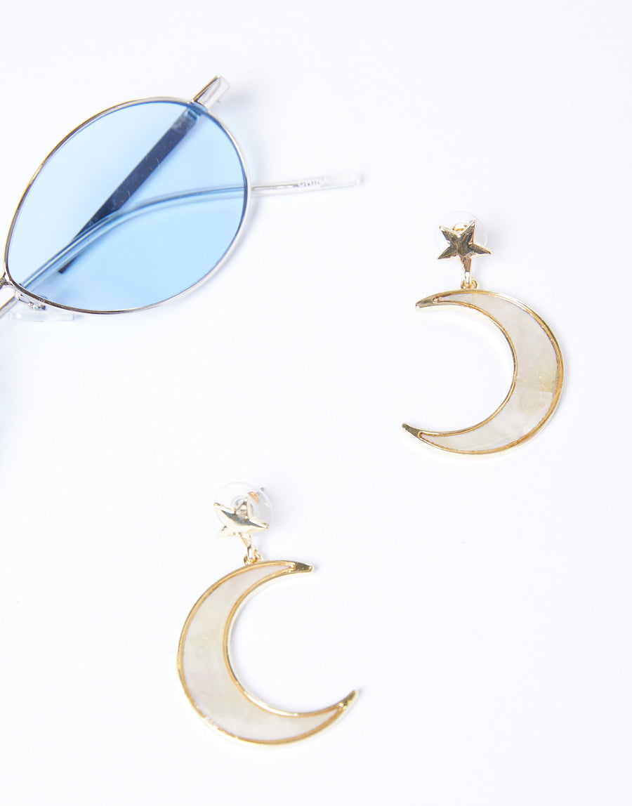Celestial Iridescent Moon Earrings Jewelry Gold One Size -2020AVE