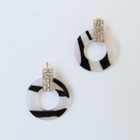 Christy Striped Earrings Jewelry Black/White One Size -2020AVE