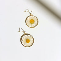 Circular Pressed Flower Earrings Jewelry Ivory One Size -2020AVE