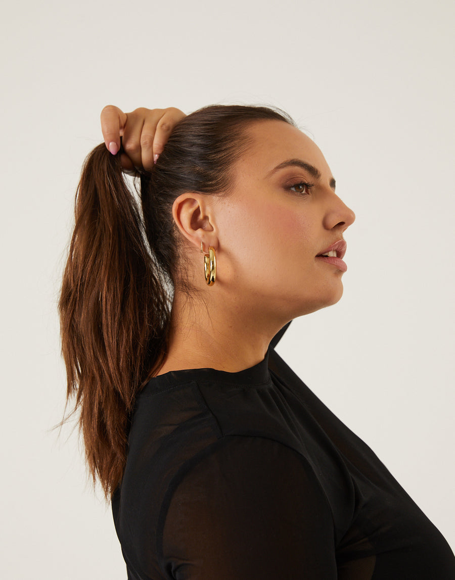 Classic Chunky Hoops Jewelry Gold One Size -2020AVE