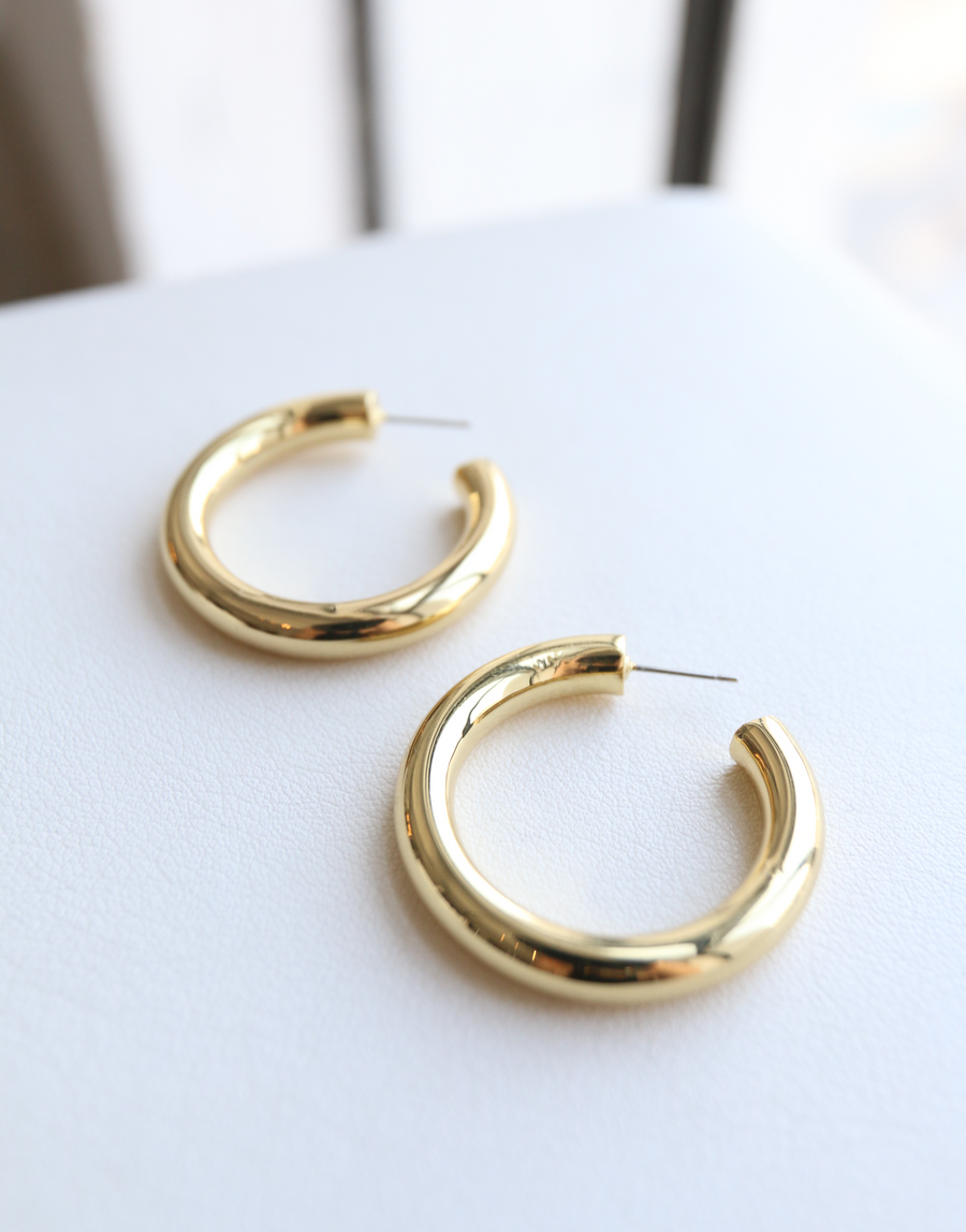 Classic Chunky Hoops Jewelry Gold One Size -2020AVE