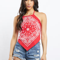 Classic Bandana Halter Top Tops Red Small -2020AVE