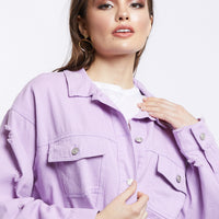 Color Pop Crop Denim Jacket Outerwear -2020AVE