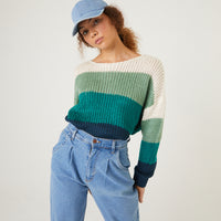 Colorblock Crochet Sweater Tops -2020AVE