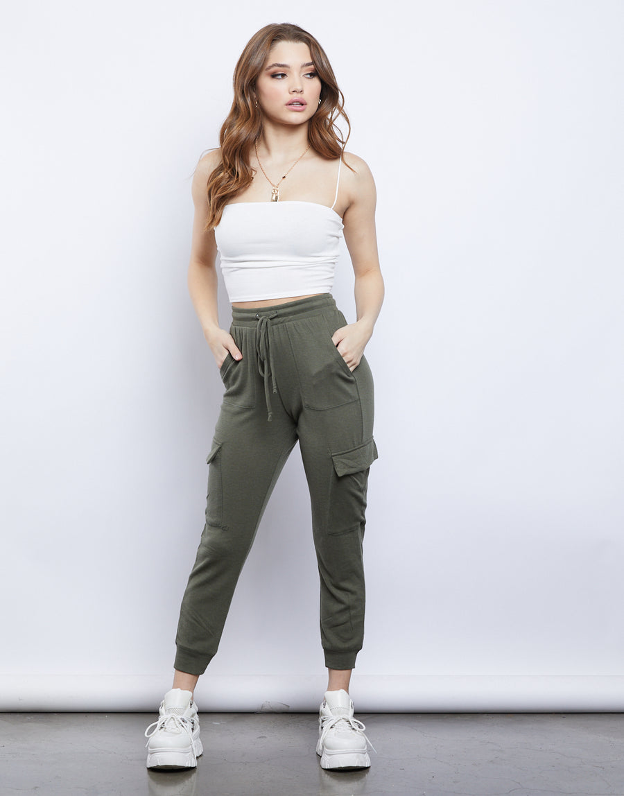 Cozy Girl Joggers Bottoms Olive Small -2020AVE