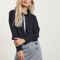 Cropped Funnel Neck Sweatshirt Tops Black Small -2020AVE