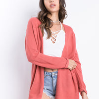 Cuffed Sleeves Cardigan Outerwear Coral S/M -2020AVE
