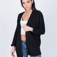 Cuffed Sleeves Cardigan Outerwear Black S/M -2020AVE